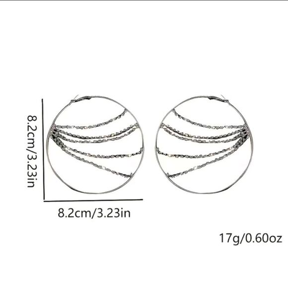 ✨🆕✨Stunning  GOLD Statement Sparkling Rhinestone Tassel Hoop Earrings Elegant ✨ - Picture 6 of 8